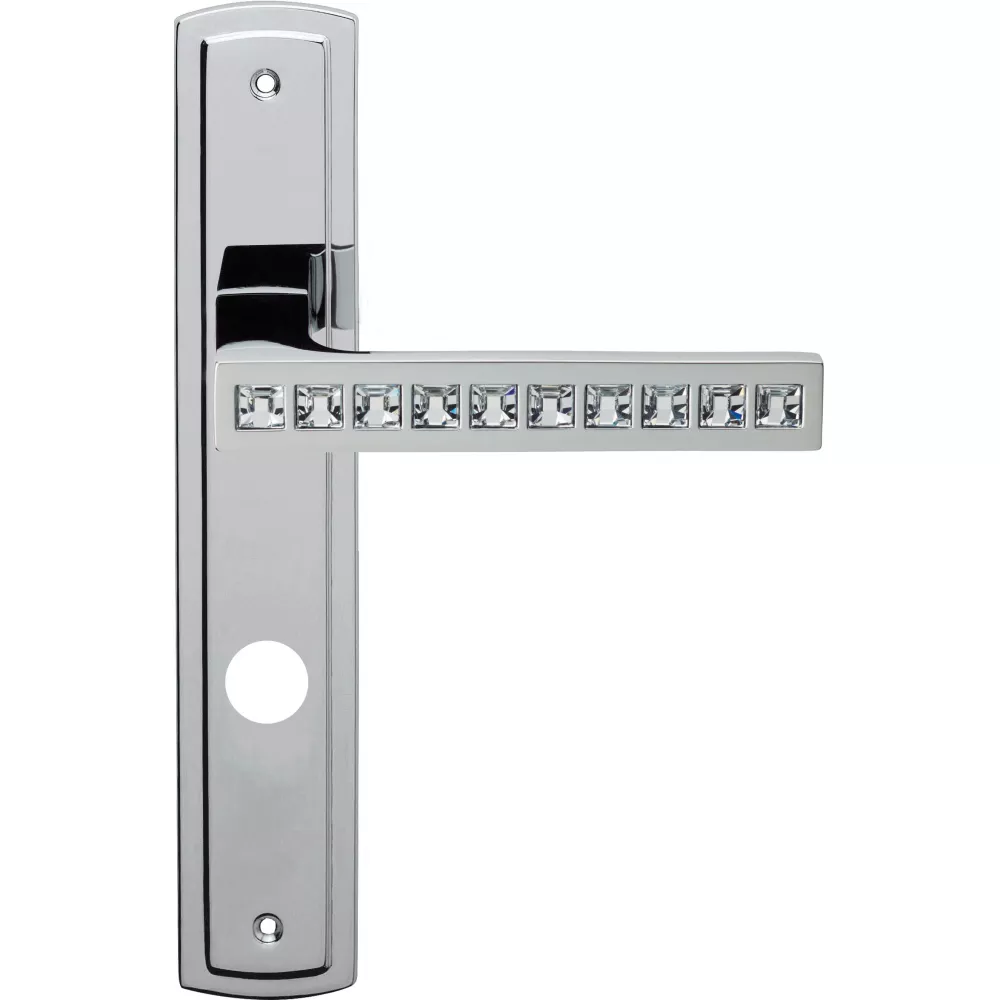 Klamka do drzwi - model Reflex - dlugi szyld - blokada WC - drzwi prawe - wykonczenie CR